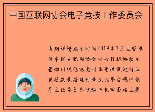 中国互联网协会电子竞技工作委员会